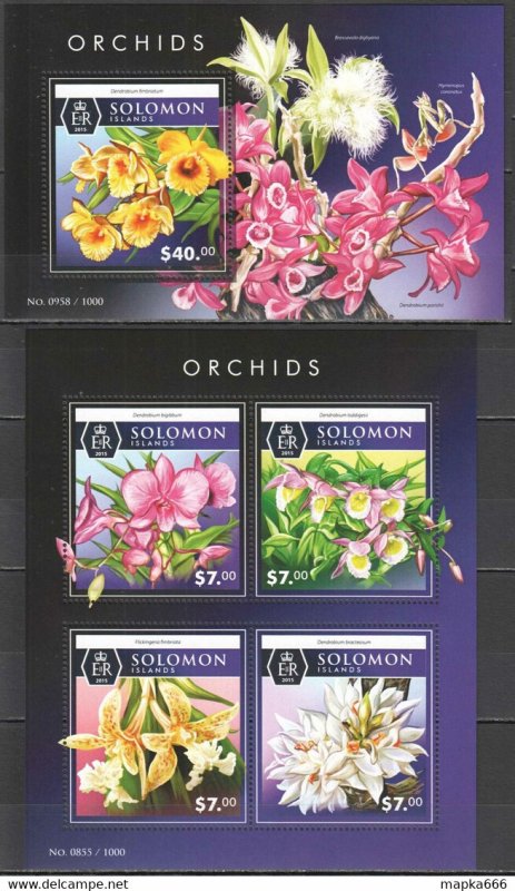 2015 Solomon Islands Orchids Plants Flowers #3401-05 1+1 ** Ls482