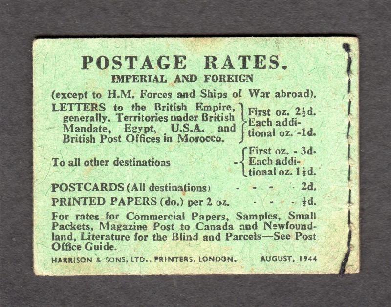 2/6 BOOKLET AUGUST 1944 Cat £160