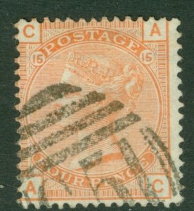 SG Z11 1876 4d Vermilion (plate 15) used in St Thomas Danish West Indies. Cancel 