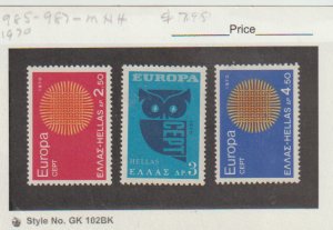 Greece  Scott # 985-987-Mi1040-Mi1042 MNH CV€10.00 1970 Europa CEPT