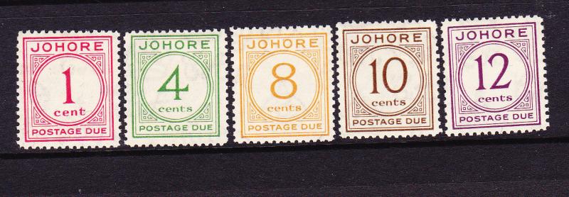 JOHORE  1938 POSTAGE DUES SET 5  MLH SG D1/D5    