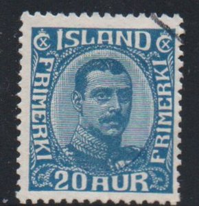 Iceland Sc 118 192020 aur deep blue Christian X stamp used