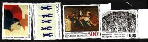 France-Sc#2132-5-Unused NH set-Art-Paintings-1988-89-