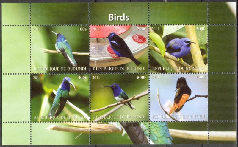 Burundi 2011 Birds (6) MNH Cinderella !