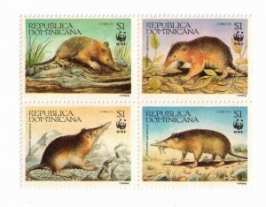 Dominican Rep. Sc 1158 MNH Blockof 4 issue of 2004 - WWF, Animals -Solenodon