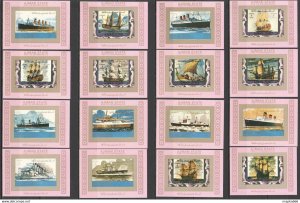 1973 Imperf Ajman Air Mail Transport Ships & Boats 16Bl ** Ar022
