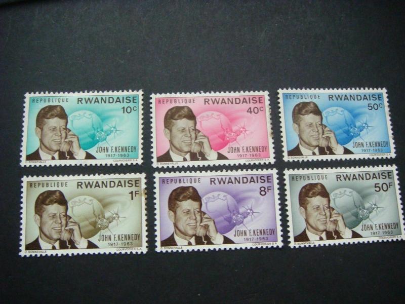 Rwanda 1963 Kennedys Death Toning on some perfs see scans MH SG 128-33 Cat £5-75