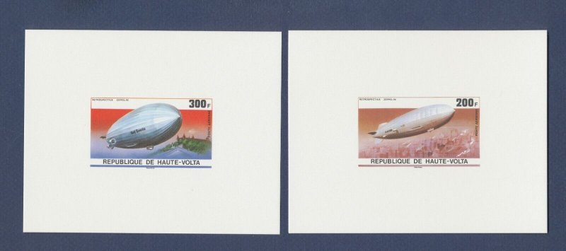 MALAGASY - Scott 545-548, C158-C159 - MNH proof cards - Zeppelin, 1976, two pix