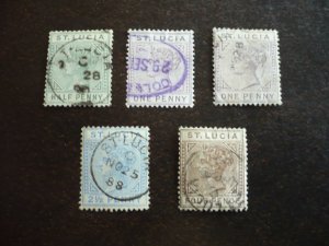 Stamps - St. Lucia - Scott# 27,29,29a,31,33 - Used Part Set of 5 Stamps
