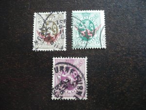 Stamps - Belgium - Scott# 202, 205-206 - Used Part Set of 3 Stamps
