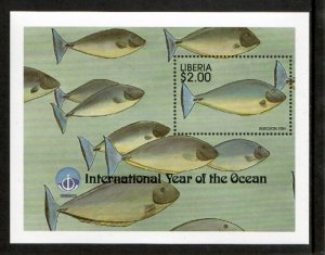Liberia 1998 - Marine Life Fish - Souvenir Stamp Sheet - Scott #1363 - MNH