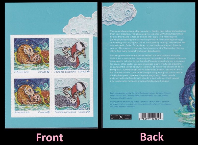 Canada 3379-3380 3380a Animal Mother & Babies P pane 4 MNH 2023