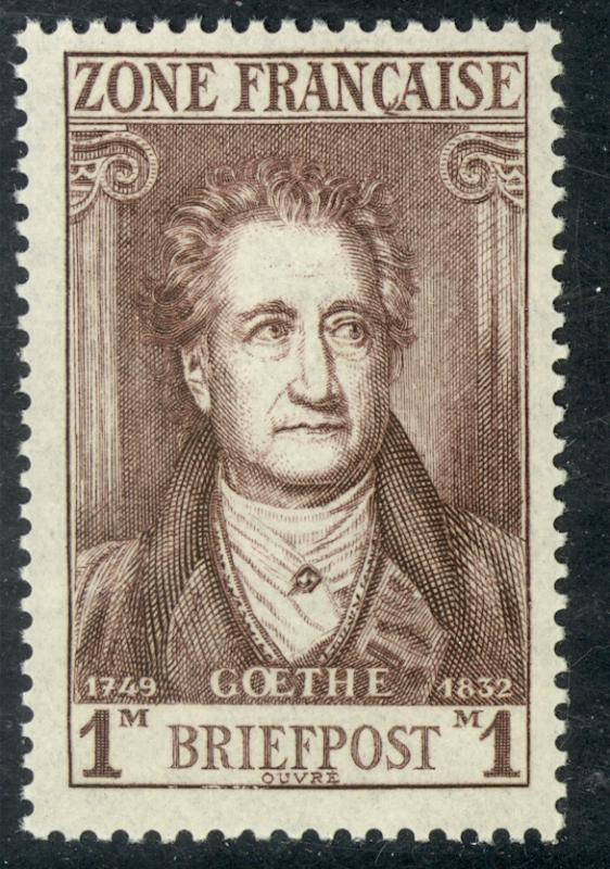 GERMANY FRENCH OCCUPATION 1945-46 1m Johann Wolfgang von Goethe Sc 4N11 MNH