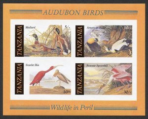 Tanzania SGMS468 1986 Audubon Birds M/Sheet IMPERF U/M