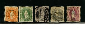 Switzerland #82-85, 87 (S504) Helvetia Large & small numbers, U,F-VF,CV$127.75