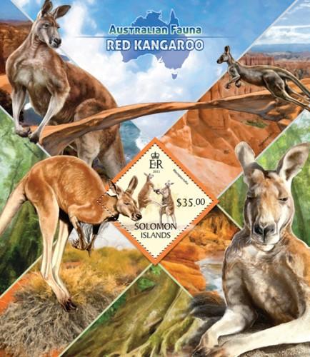 SOLOMON ISLANDS 2013 SHEET RED KANGAROOS WILDLIFE slm13413b