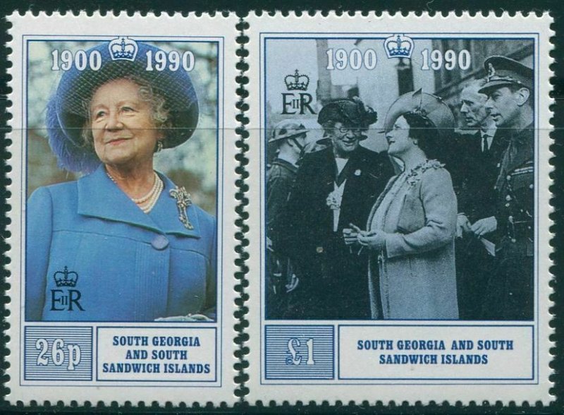 South Georgia 1990 SG195-196 90th Birthday Queen Mother set MNH