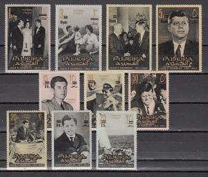 Fujeira, Mi cat. 80-89 A. President John Kennedy, Revalued issue. ^