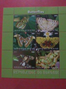 BURUNDI  : 2011- COLORFUL BEAUTIFUL LOVELY BUTTERFLY  MNH S/S SHEET.