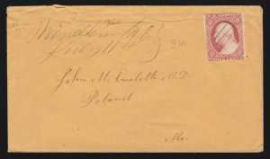 US 11 or 11a 1851 3c Washington on Cover To/From Maine (-083)