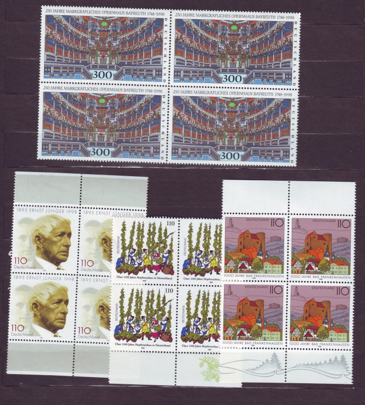 Z661 JLstamps 1998 germany sets of 1 blk,s 4 mnh #1992,2001-2,2008 all sound