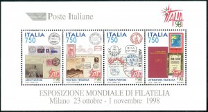 Italy 2129 ad sheet, MNH. Michel 2483-2486 Bl.16. ITALIA-1998 PlilEXPO. 