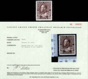 Canada Sc# 116 MH (VGG Certificate) 1912 10c plum KGV Admiral (F+ to VF)