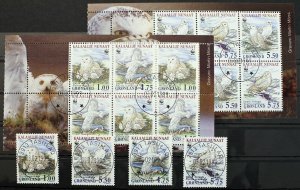 Denmark Greenland Danmark Scott 344-347 WWF1999 owls birds of prey used stamps