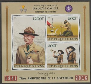 BADEN POWELL - SCOUTS   perf sheet containing 3 values mnh