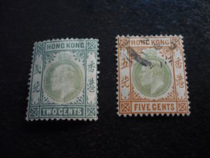 Stamps - Hong Kong - Scott# 87, 91 - Used Part Set of 2 Stamps