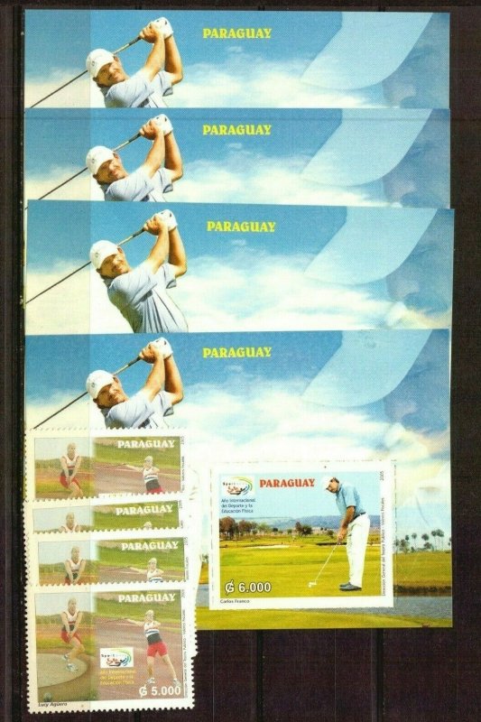 2005 Golf s/s & stamp hammer throug & javelin sports Paraguay wholesale x 4 sets 