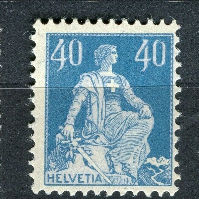 SWITZERLAND; 1908 early Sitting Helvetia type Mint hinged 40c. value