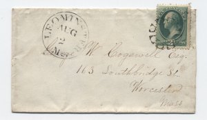 1870s Leominster MA stovepipe fancy cancel 3ct banknote cover [h.4817]