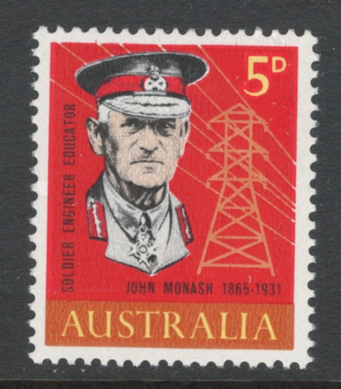 Australia 1965 John Monash and Transmission Tower Scott # 390 MH