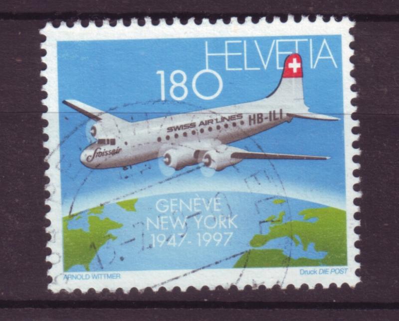 J18533 JLstamps  1997 switzerland set of 1 used #995 airplane