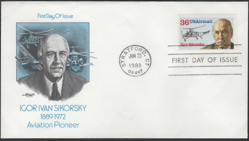 SC#C119 36¢ Igor Sikorsky Single FDC: Artmaster (1988) Unaddressed