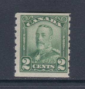 Canada Sc 161 MNH. 1929 2c KGV Scroll coil, perf 8, F-VF