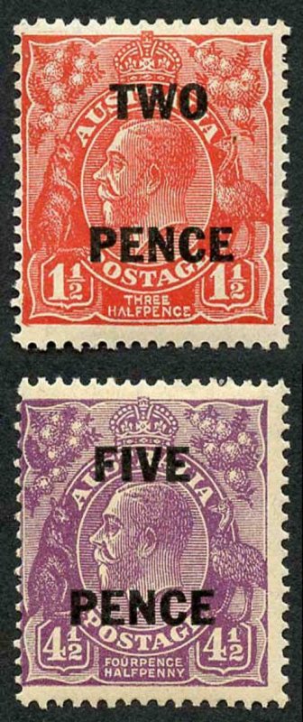 Australia SG119/20 1930 Surcharge Set M/Mint (toned)