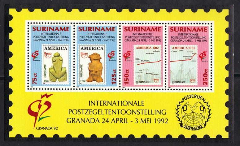 Surinam 1992 MNH Granada stamp exhibition sheet