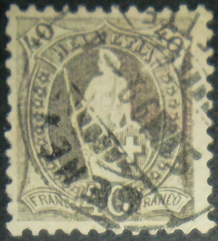 Switzerland #84 1882 Helvetia 40c Gray Used Cat $40.00 Free US Shipping