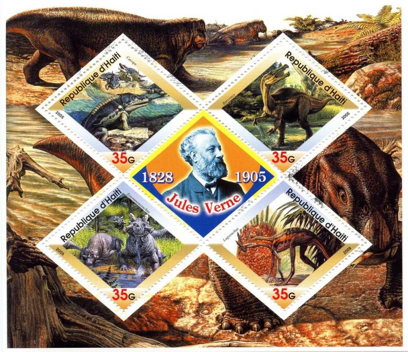 HAITI SHEET MNH JULES VERNE DINOSAUR DINOSAURS PREHISTORIC