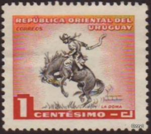Uraguay 1954 Sc#606 SG#1029  1c Red Horsebreaking Unused