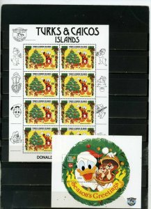 TURKS & CAICOS ISLANDS 1984 DISNEY CHRISTMAS/DONALD DUCK SHEET & S/S MNH