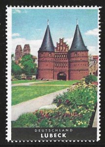 Lubeck, Germany, German Tourism Poster Stamp, Cinderella Label, N.H.