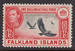 Falkland Islands KGVI 1938 1/3 1s3d Black Carmine-Red SG159 Mint Lightly Hinged