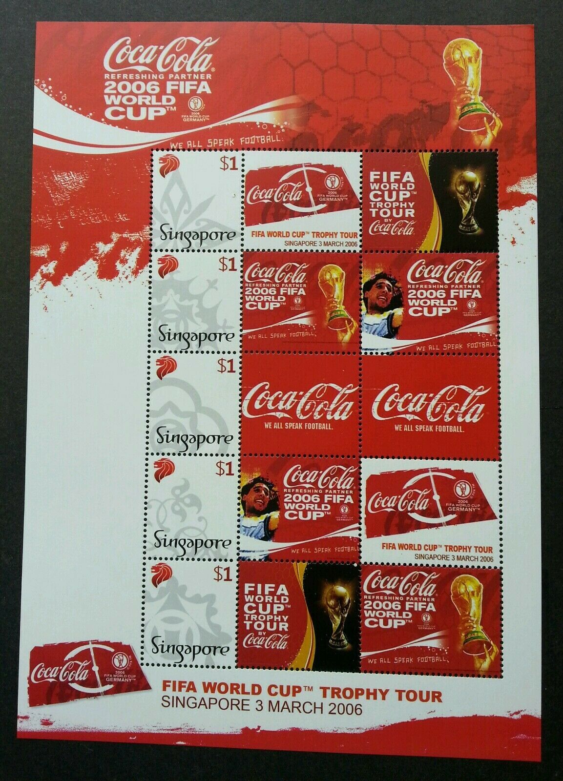 Singapore Coca Cola FIFA World Cup 2006 Football Personal sheetlet