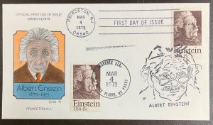 1774 Collins Hand Painted cachet Albert Einstein Dual Cancel FDC 1979