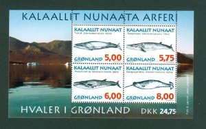 Greenland.  1997 Souvenir Sheet  Mnh.  Whales #  II. Sc# 322a.