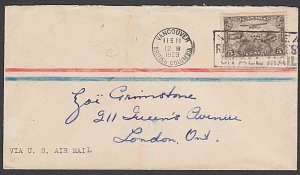 CANADA 1929 Airmail cover to London  Via US air Mail with 5c air..........T261