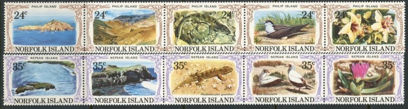 NORFOLK ISLAND Sc#288-289 1982 Philip & Nepean Islands Strip of 5 OG Mint NH